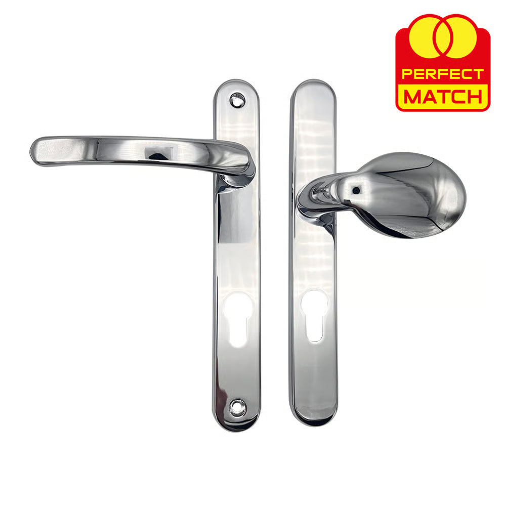 Lever Moveable Pad Offset UPVC Multipoint Door Handles - 92/70mm PZ - Sprung - 203mm Screw Centres