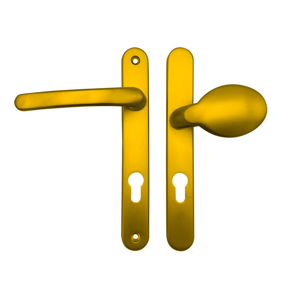 Lever Moveable Pad Offset UPVC Multipoint Door Handles - 92/70mm PZ - Sprung - 203mm Screw Centres