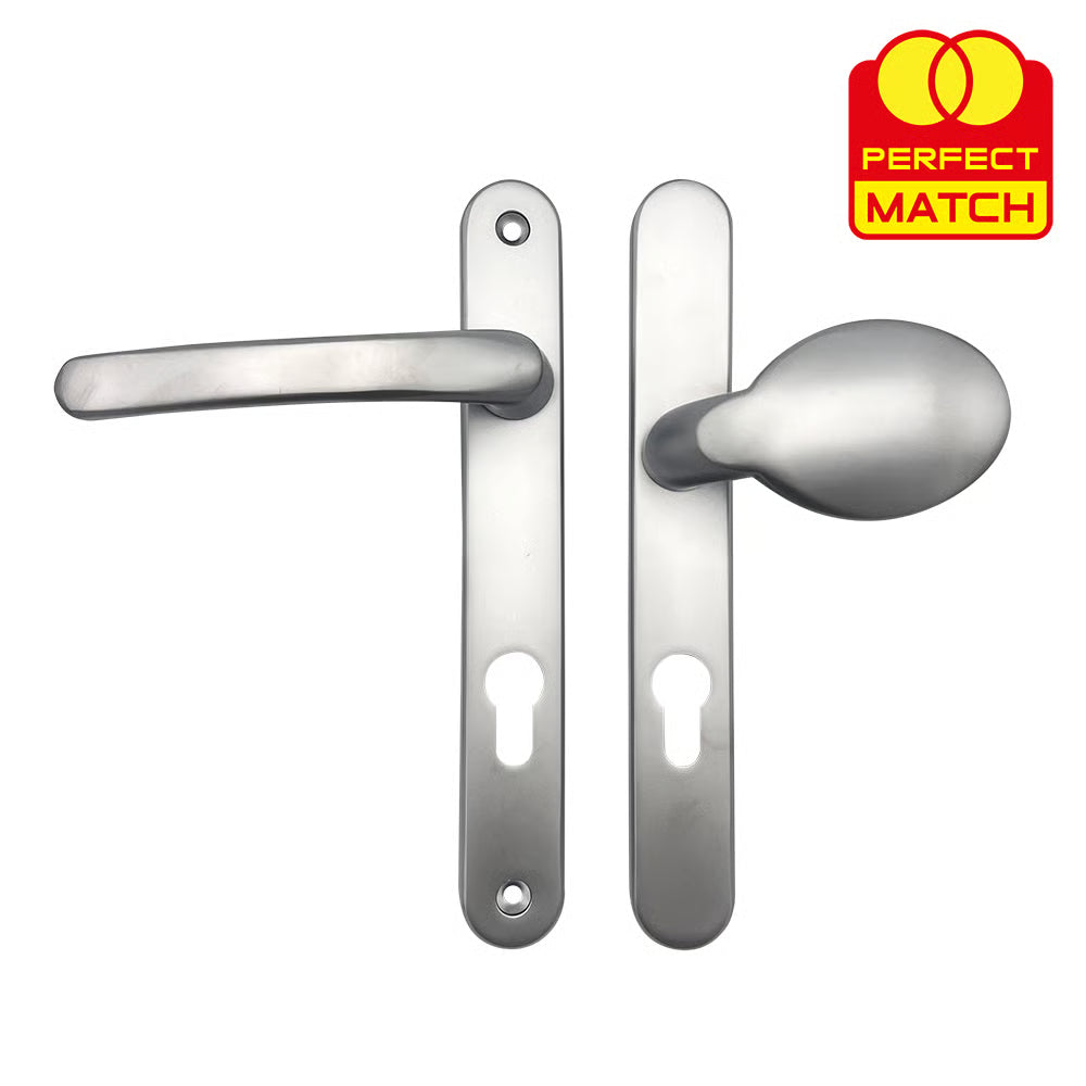 Lever Moveable Pad Offset UPVC Multipoint Door Handles - 92/70mm PZ - Sprung - 203mm Screw Centres