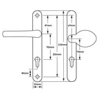 Lever Moveable Pad Offset UPVC Multipoint Door Handles - 92/70mm PZ - Sprung - 203mm Screw Centres