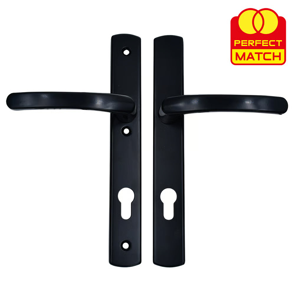 Lever Lever UPVC Multipoint Door Handles - 92mm PZ Sprung - 215mm Screw Centres - 260mm Long Backplate - 3x Fixing Points