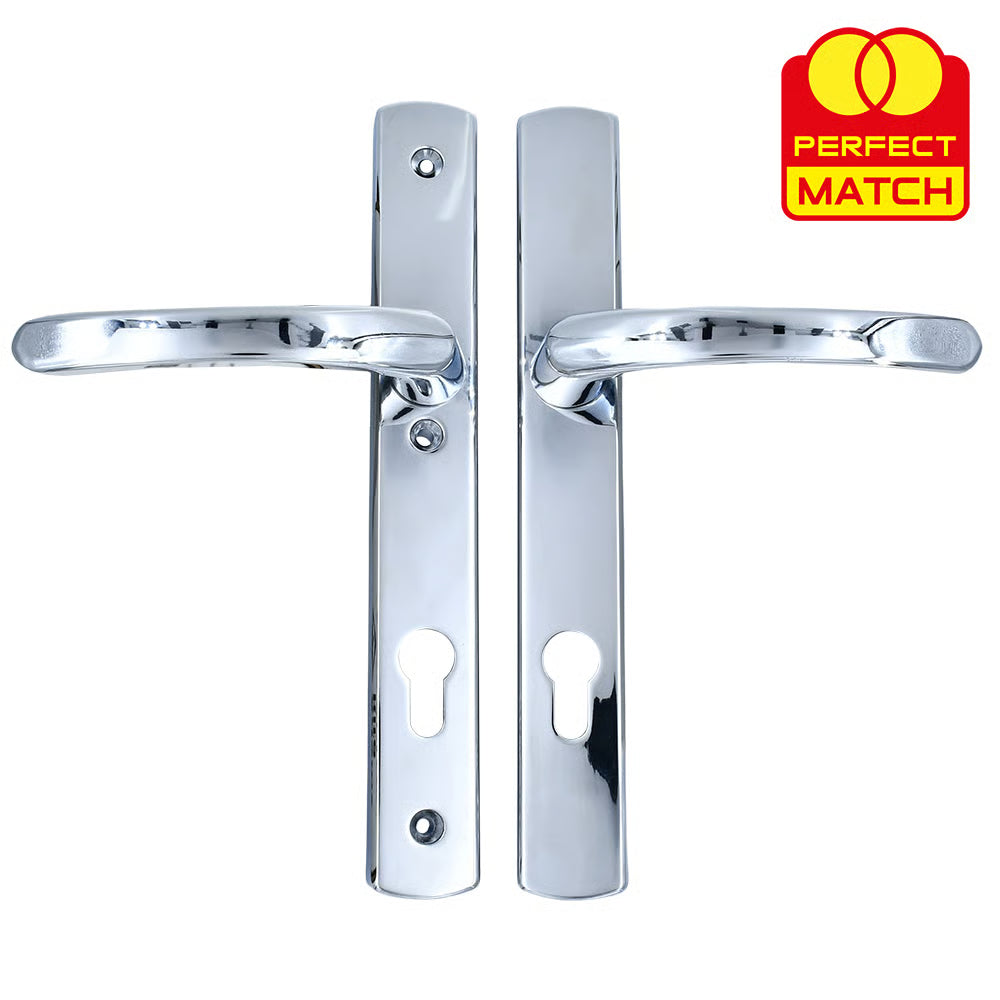 Lever Lever UPVC Multipoint Door Handles - 92mm PZ Sprung - 215mm Screw Centres - 260mm Long Backplate - 3x Fixing Points
