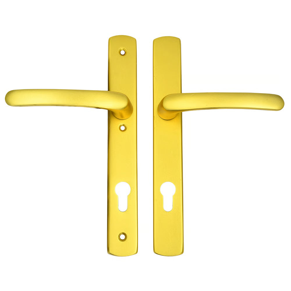 Lever Lever UPVC Multipoint Door Handles - 92mm PZ Sprung - 215mm Screw Centres - 260mm Long Backplate - 3x Fixing Points