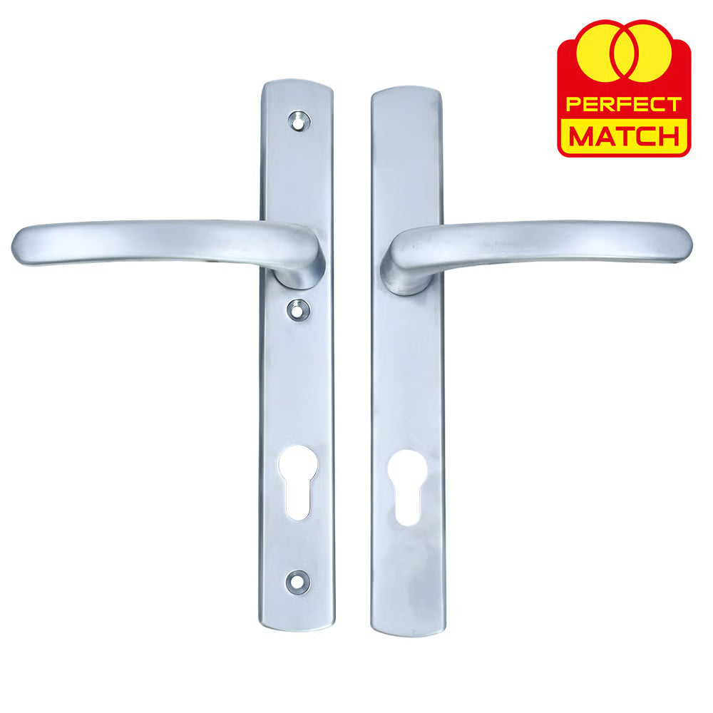 Lever Lever UPVC Multipoint Door Handles - 92mm PZ Sprung - 215mm Screw Centres - 260mm Long Backplate - 3x Fixing Points
