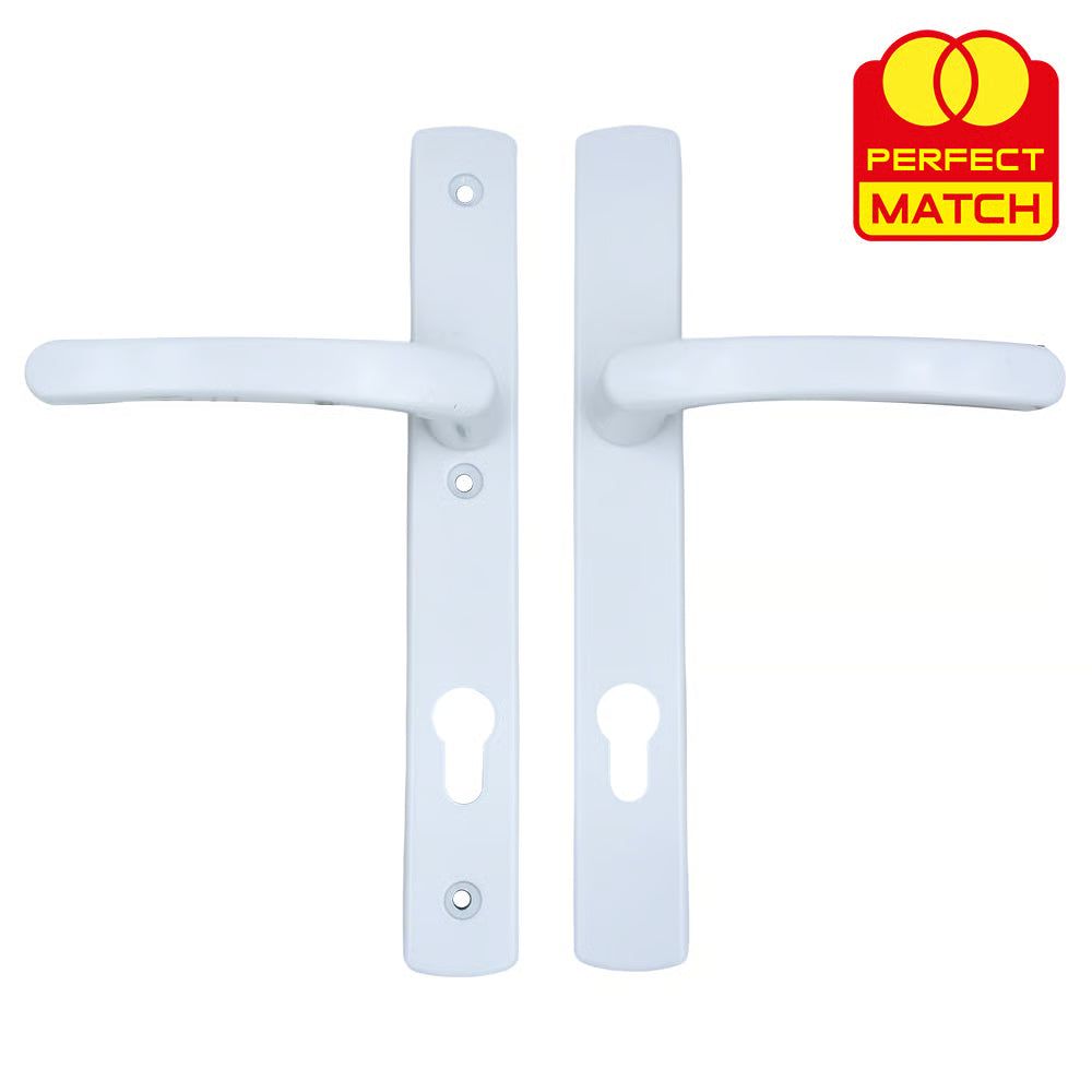 Lever Lever UPVC Multipoint Door Handles - 92mm PZ Sprung - 215mm Screw Centres - 260mm Long Backplate - 3x Fixing Points