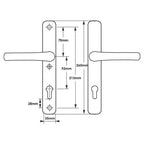 Lever Lever UPVC Multipoint Door Handles - 92mm PZ Sprung - 215mm Screw Centres - 260mm Long Backplate - 3x Fixing Points