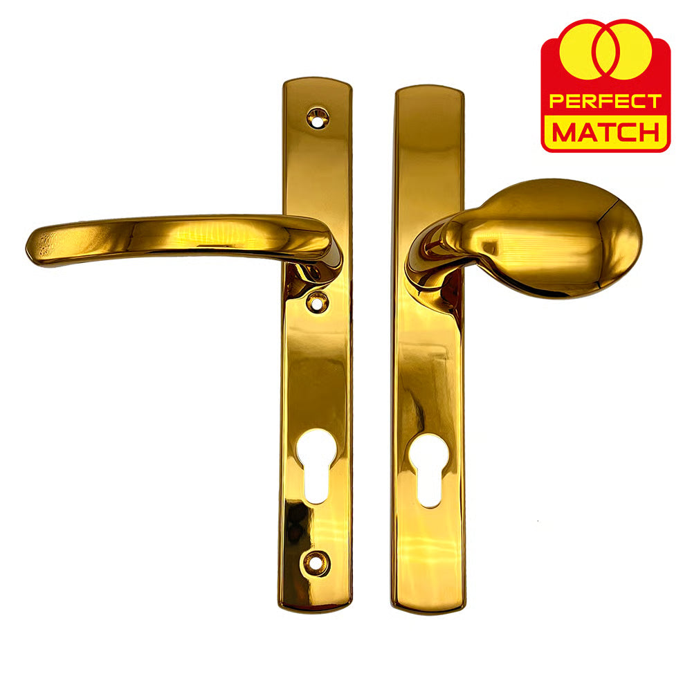 Lever Moveable Pad UPVC Multipoint Door Handles - 92mm PZ - Sprung - 215mm Screw Centres - 3x Fixings