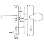 Lever Moveable Pad UPVC Multipoint Door Handles - 92mm PZ - Sprung - 215mm Screw Centres - 3x Fixings