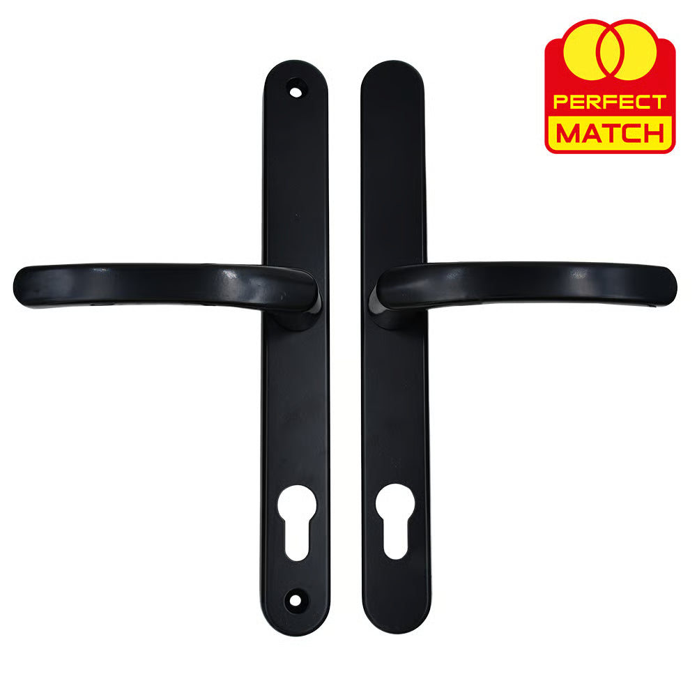 Lever Lever UPVC Multipoint Door Handles - 92mm PZ Sprung 240mm Screw Centres - 270mm Long Backplate