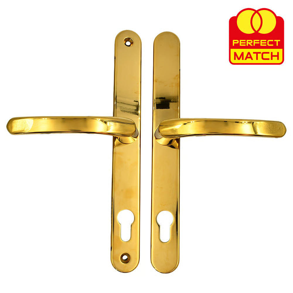 Lever Lever UPVC Multipoint Door Handles - 92mm PZ Sprung 240mm Screw Centres - 270mm Long Backplate