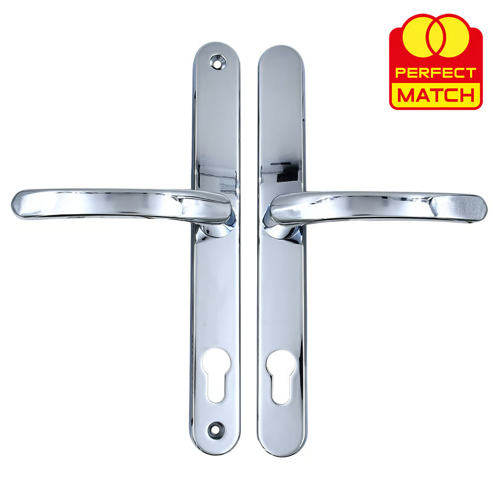 Lever Lever UPVC Multipoint Door Handles - 92mm PZ Sprung 240mm Screw Centres - 270mm Long Backplate