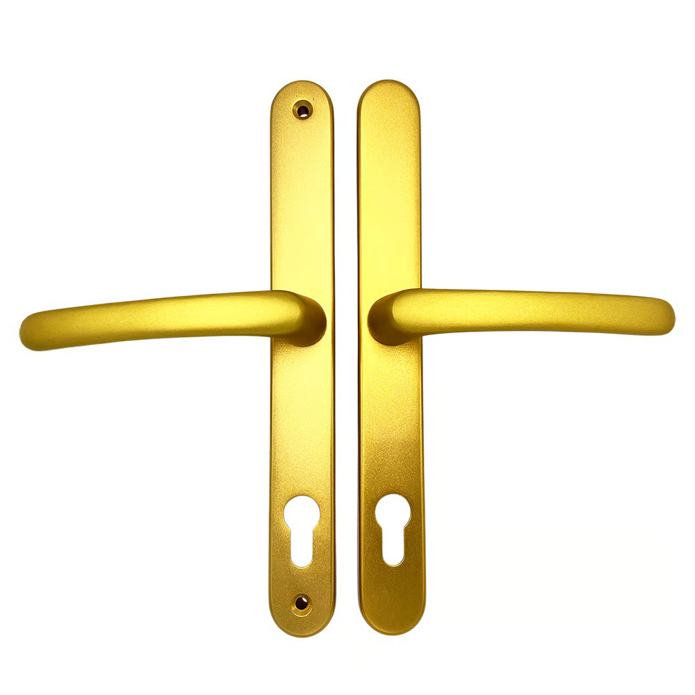 Lever Lever UPVC Multipoint Door Handles - 92mm PZ Sprung 240mm Screw Centres - 270mm Long Backplate