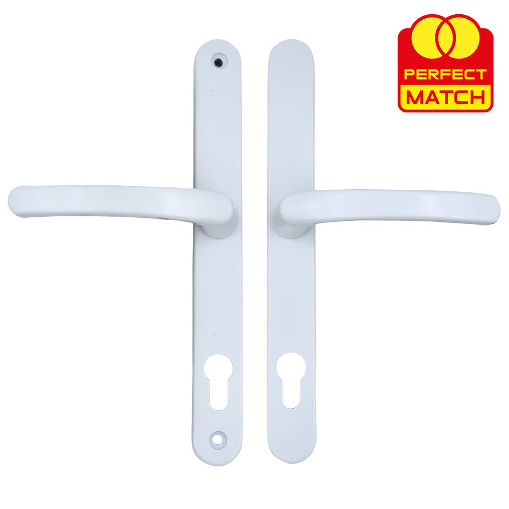 Lever Lever UPVC Multipoint Door Handles - 92mm PZ Sprung 240mm Screw Centres - 270mm Long Backplate