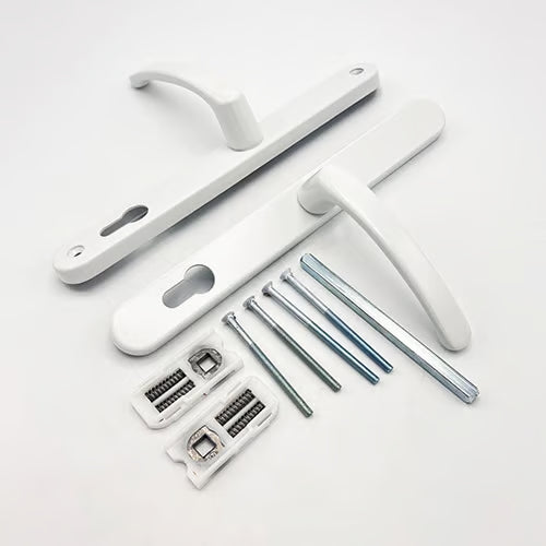 Lever Lever UPVC Multipoint Door Handles - 92mm PZ Sprung 240mm Screw Centres - 270mm Long Backplate