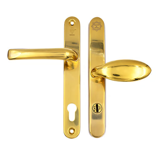 TS007 2 Star Grade 304 Stainless Steel Lever Moveable Pad (Offset) UPVC Multipoint Door Handles - 92/62mm PZ Sprung 210mm Screw Centres