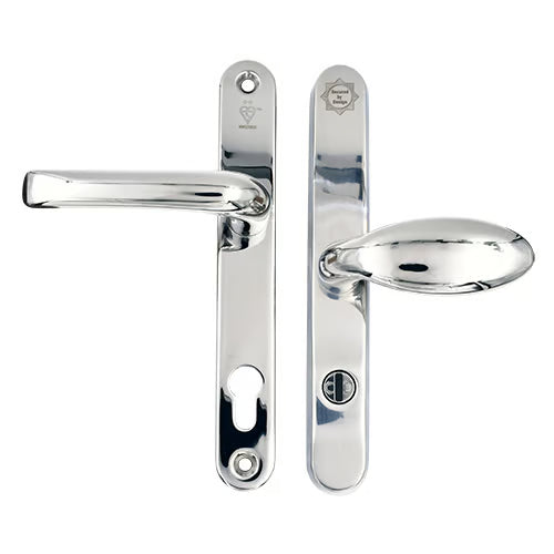 TS007 2 Star Grade 304 Stainless Steel Lever Moveable Pad (Offset) UPVC Multipoint Door Handles - 92/62mm PZ Sprung 210mm Screw Centres