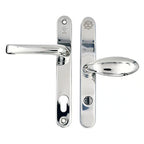 TS007 2 Star Grade 304 Stainless Steel Lever Moveable Pad (Offset) UPVC Multipoint Door Handles - 92/62mm PZ Sprung 210mm Screw Centres