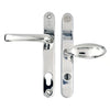 TS007 2 Star Grade 304 Stainless Steel Lever Moveable Pad (Offset) UPVC Multipoint Door Handles - 92/62mm PZ Sprung 210mm Screw Centres
