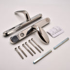 TS007 2 Star Grade 304 Stainless Steel Lever Moveable Pad (Offset) UPVC Multipoint Door Handles - 92/62mm PZ Sprung 210mm Screw Centres