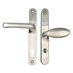 TS007 2 Star Grade 304 Stainless Steel Lever Moveable Pad (Offset) UPVC Multipoint Door Handles - 92/62mm PZ Sprung 210mm Screw Centres