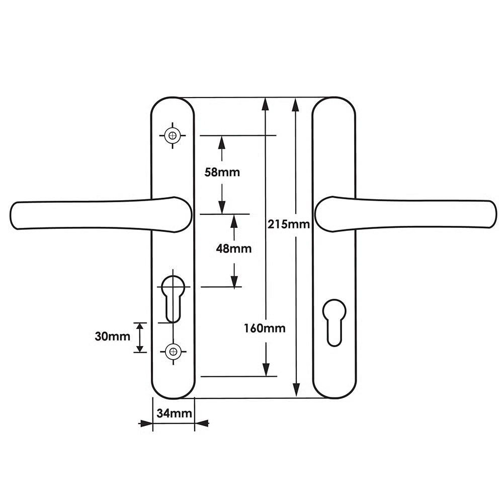 Lever Lever UPVC Multipoint Door Handles - 48mm PZ - Sprung - 160mm Screw Centres