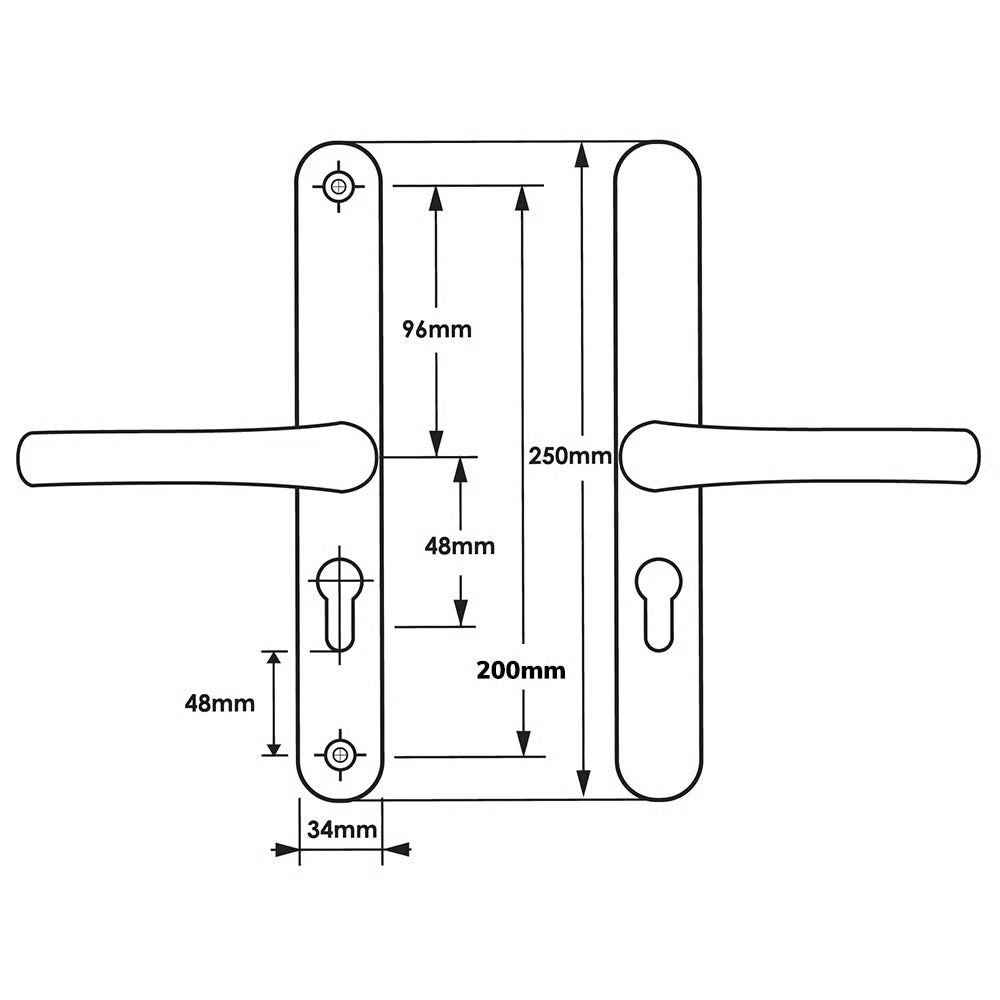 Lever Lever UPVC Multipoint Door Handles - 48mm PZ - Sprung - 200mm Screw Centres