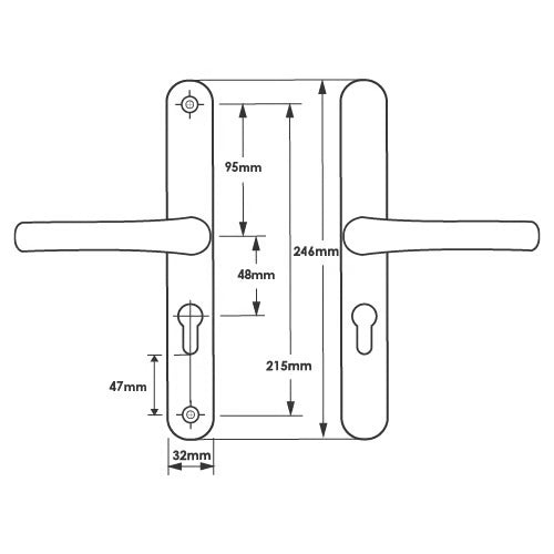 Lever Lever UPVC Multipoint Door Handles - 48mm PZ - Sprung - 215mm Screw Centres
