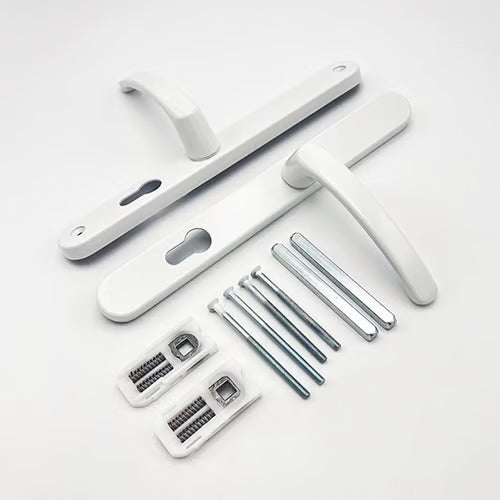LeverLever Offset UPVC Multipoint Door Handles - 48/87mm PZ - Sprung - 240mm Screw Centres