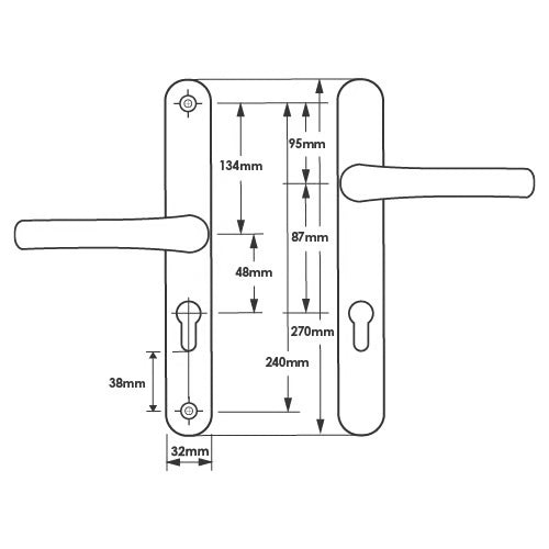 LeverLever Offset UPVC Multipoint Door Handles - 48/87mm PZ - Sprung - 240mm Screw Centres