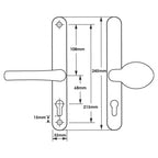 Lever Moveable Pad UPVC Multipoint Door Handles - 68mm PZ Sprung 215mm Screw Centres