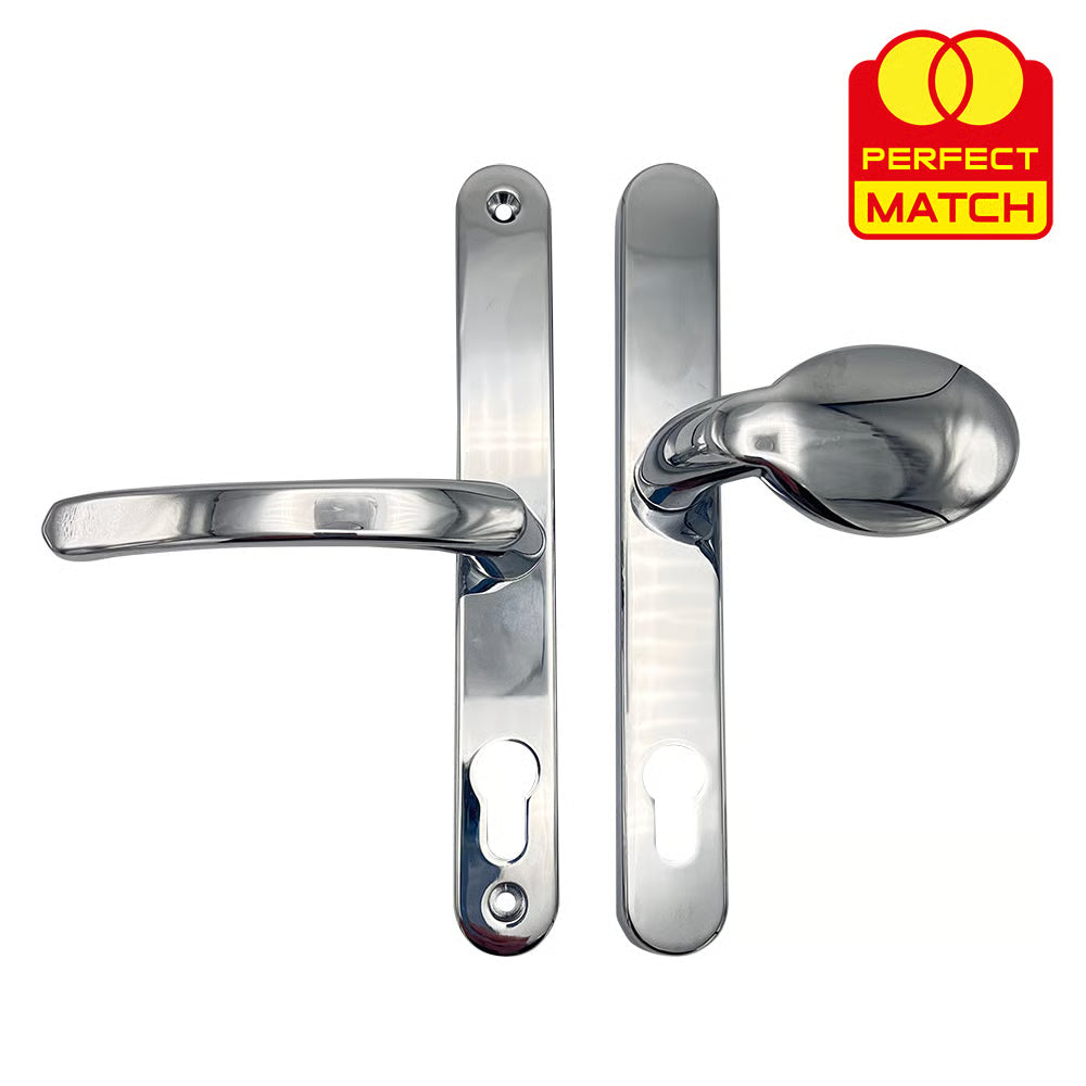Lever Moveable Pad Offset UPVC Multipoint Door Handles - 70/92mm PZ - Sprung - 215mm Screw Centres