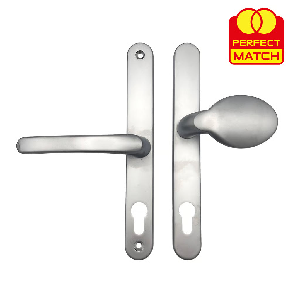 Lever Moveable Pad Offset UPVC Multipoint Door Handles - 70/92mm PZ - Sprung - 215mm Screw Centres
