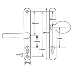 Lever Moveable Pad Offset UPVC Multipoint Door Handles - 70/92mm PZ - Sprung - 215mm Screw Centres