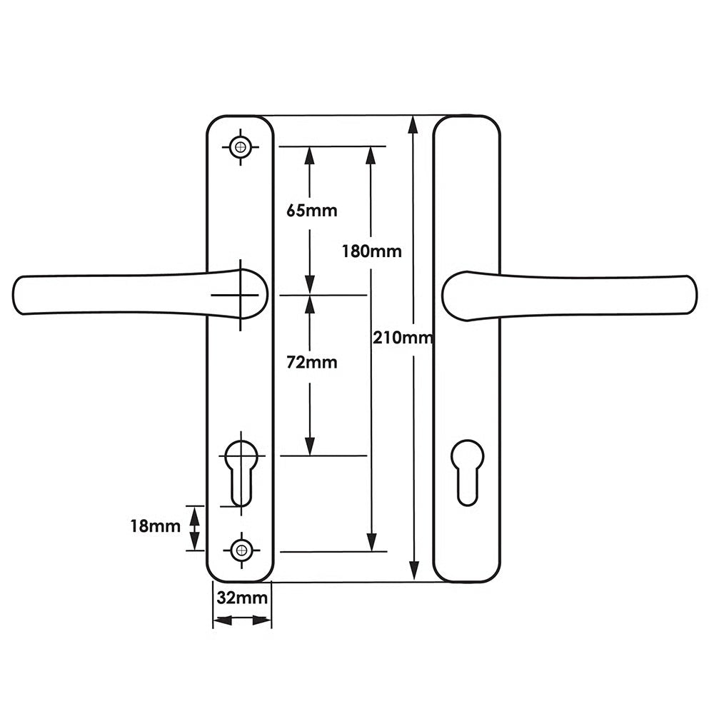 Lever Lever UPVC Multipoint Door Handles - 72mm PZ - Sprung - 180mm Screw Centres