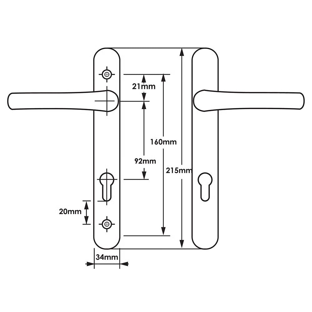 Lever Lever Multipoint Door Handles - 92mm PZ - Sprung - 160mm Screw Centres