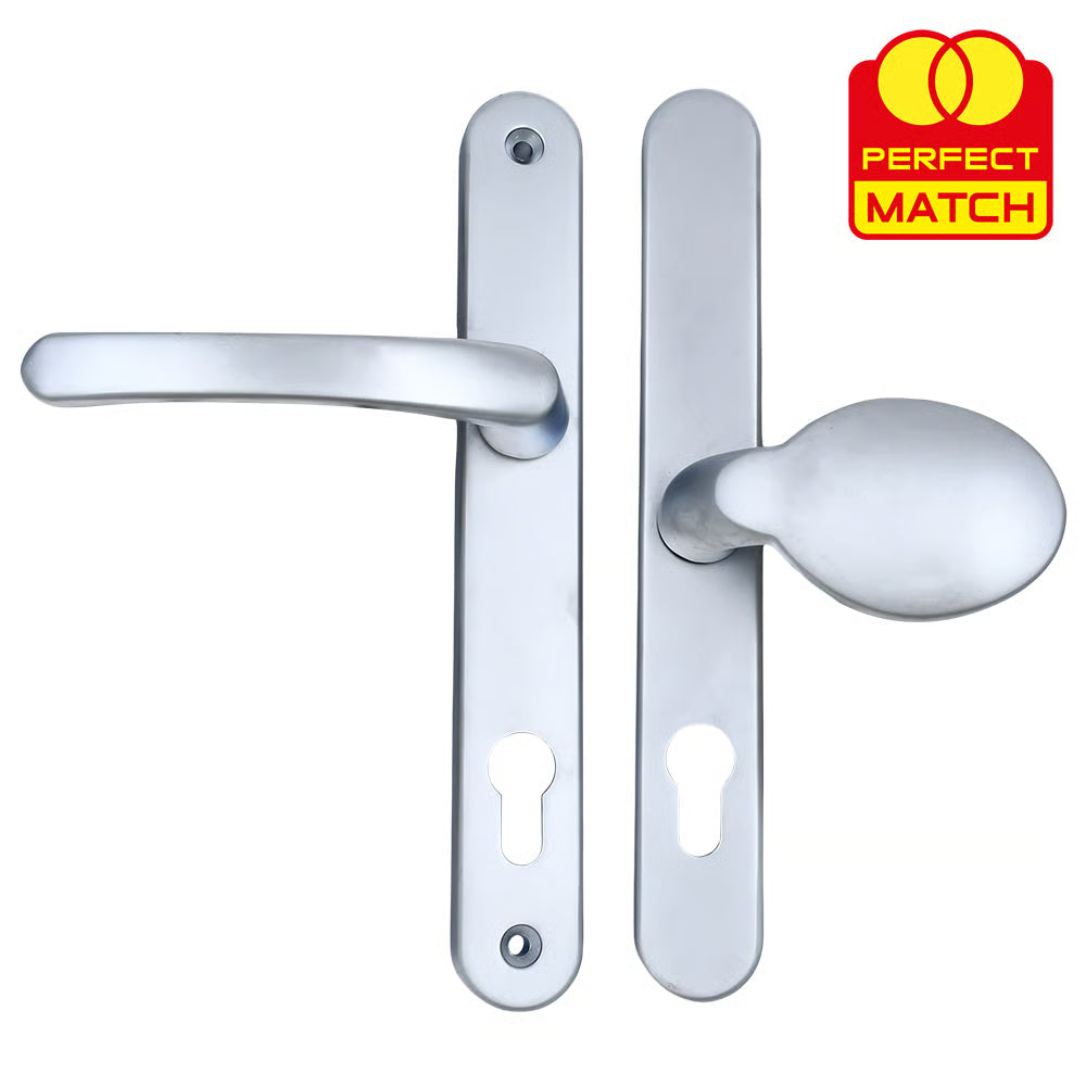 Lever Moveable Pad Offset UPVC Multipoint Door Handles - 92/62mm PZ - Sprung - 215mm Screw Centres