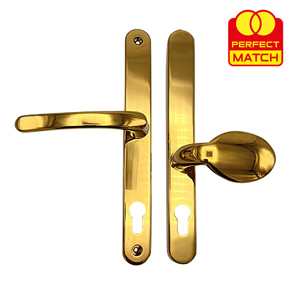 Lever Moveable Pad Offset UPVC Multipoint Door Handles - 92/62mm PZ - Sprung - 240mm Screw Centres