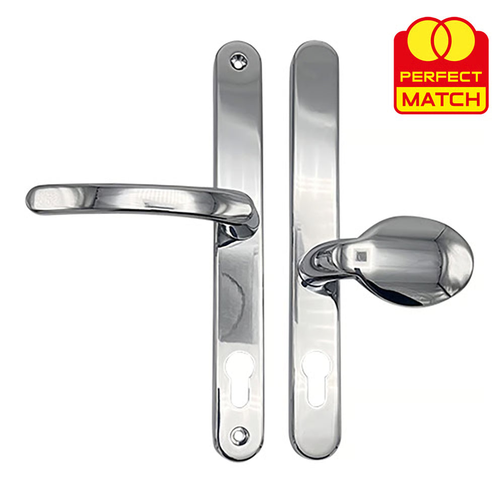 Lever Moveable Pad Offset UPVC Multipoint Door Handles - 92/62mm PZ - Sprung - 240mm Screw Centres