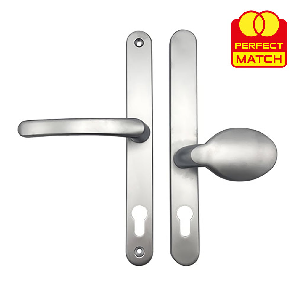 Lever Moveable Pad Offset UPVC Multipoint Door Handles - 92/62mm PZ - Sprung - 240mm Screw Centres