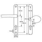Lever Moveable Pad Offset UPVC Multipoint Door Handles - 92/62mm PZ - Sprung - 240mm Screw Centres