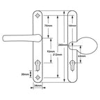 Lever Moveable Pad UPVC Multipoint Door Handles - 92mm/62mm PZ Sprung 212mm Screw Centres