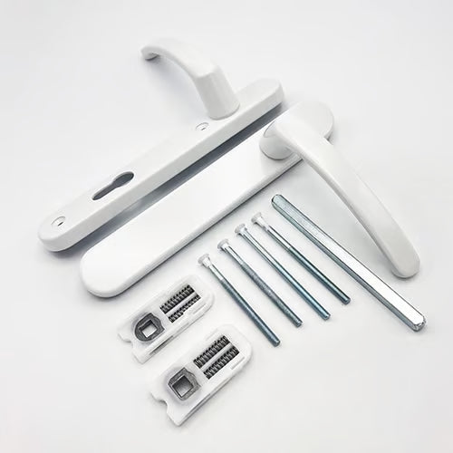 Blank External Lever Lever French Door Multipoint Handles – 92mm PZ Sprung 122mm Screw Centres