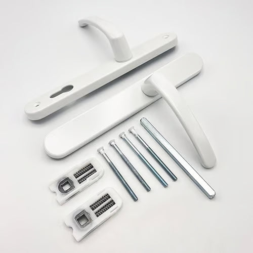 Blank External Lever Lever French Door Multipoint Handles – 92mm PZ Sprung 210mm Screw Centres
