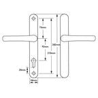 Blank External Lever Lever French Door Multipoint Handles – 92mm PZ Sprung 210mm Screw Centres