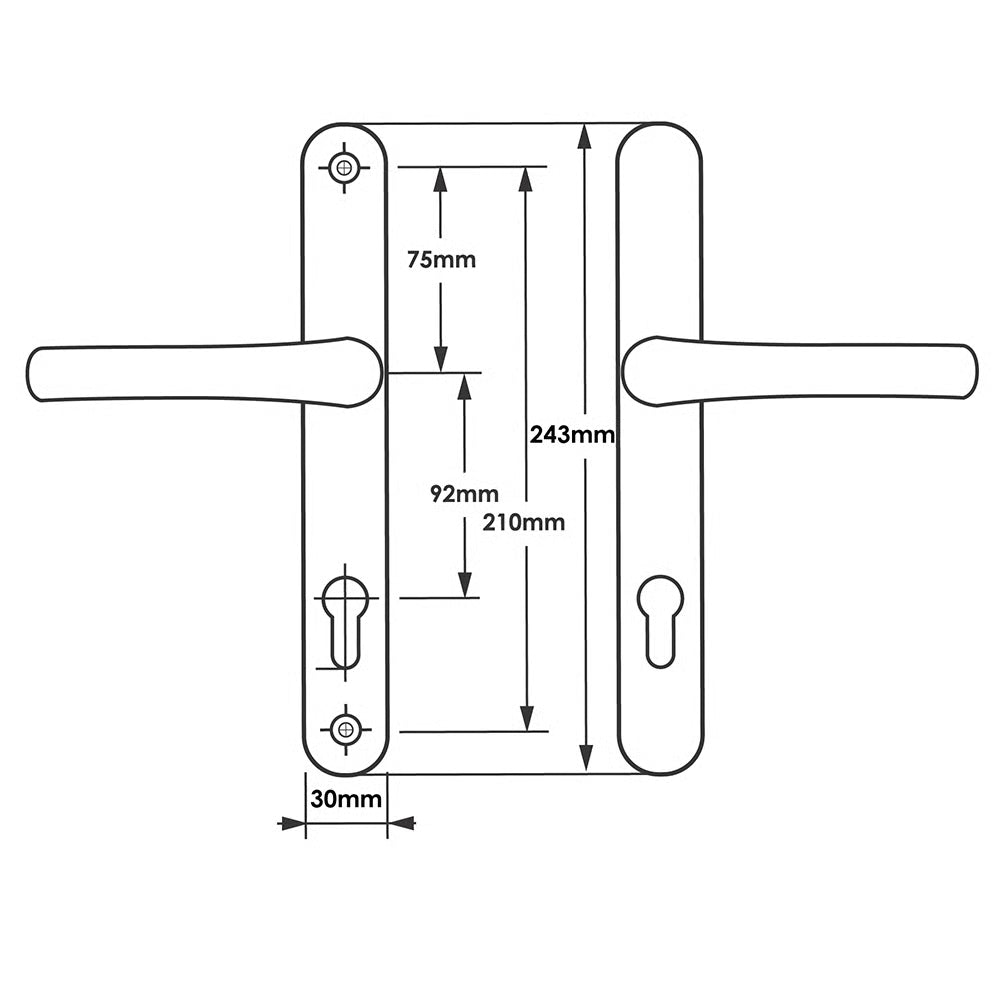 DDA/EA Compliant Lever Lever UPVC Multipoint Door Handles - 92mm PZ Sprung 210mm Screw Centres
