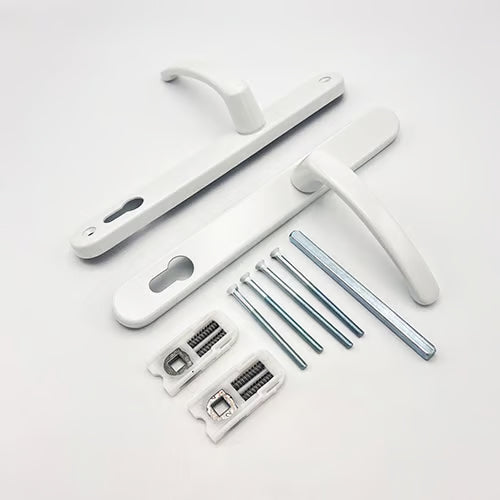 Lever Lever UPVC Multipoint Door Handles - 117mm PZ - Sprung - 237mm Screw Centres - 267mm Backplate