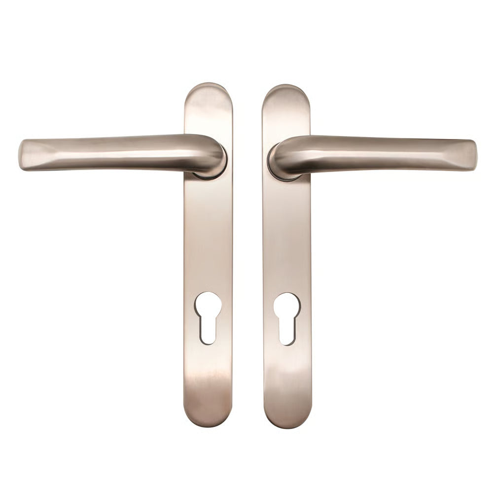 Grade 304 Stainless Steel Lever Lever UPVC Multipoint Door Handles - 92mm PZ Sprung 122mm Screw Centres