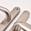 Grade 304 Stainless Steel Lever Moveable Pad Offset UPVC Multipoint Door Handles - 92/62mm PZ Sprung 210mm Screw Centres