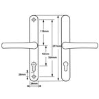 Lever Lever Universal UPVC Multipoint Door Handles - 92mm PZ - Sprung - 264mm Screw Centres