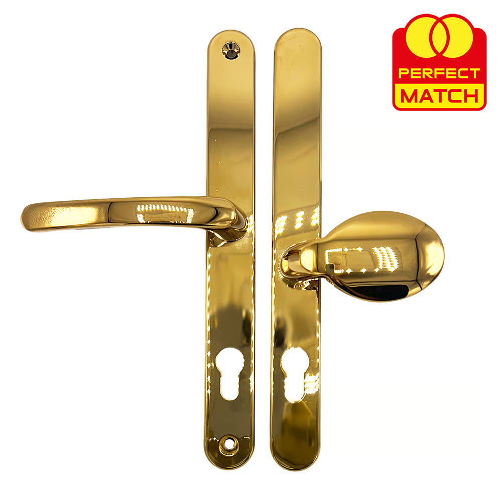 Universal Lever Moveable Pad Offset UPVC Multipoint Door Handles - 92/62mm PZ - Sprung - 264mm Screw Centres